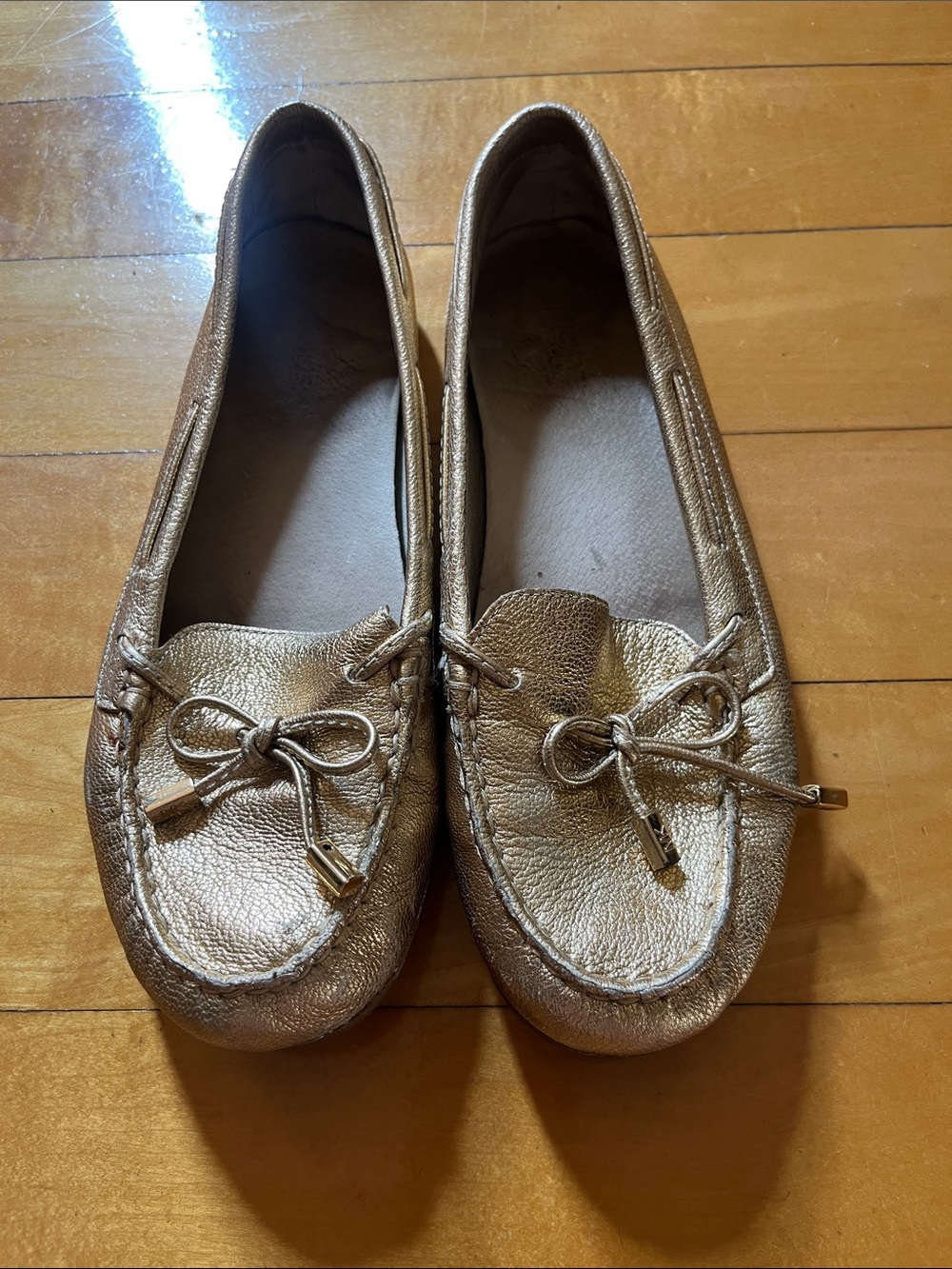 Michael Kors Metallic Leather Moccasin Flats